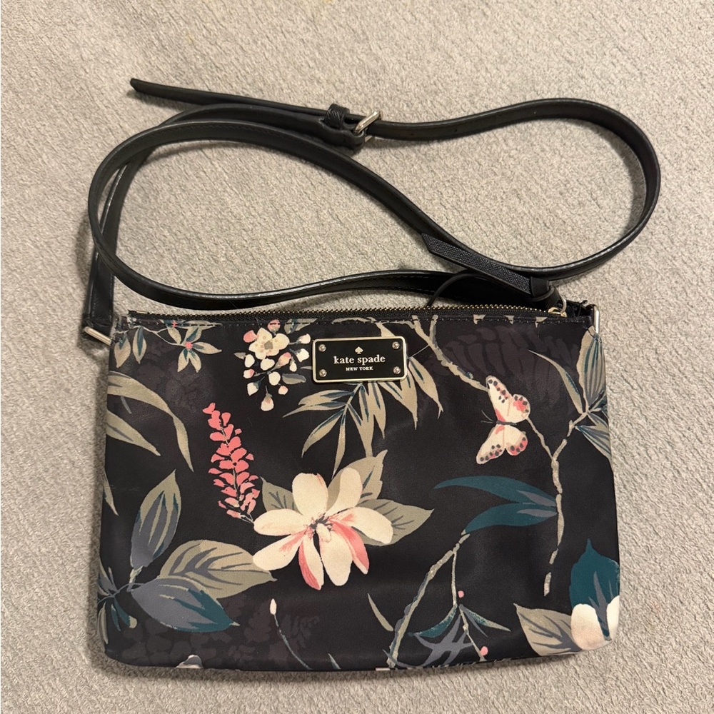 EUC Kate Spade Wilson Road Botanical Madelyn Crossbody Bag Purse Black Multi